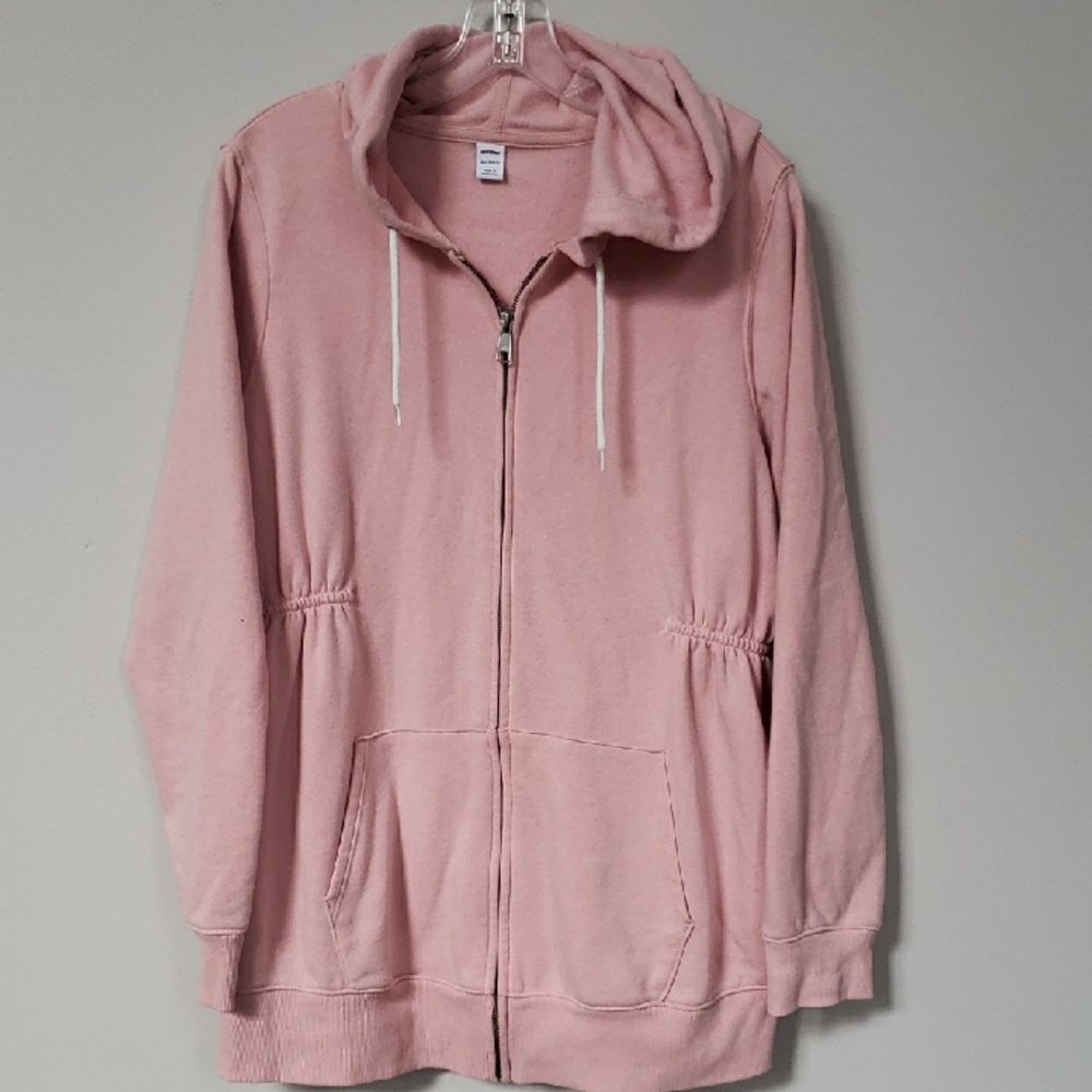 Old Navy Maternity Hoodie Pink Full-Zip Jacket with Elasticized Waist